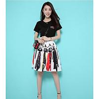 womens casualdaily simple street chic summer t shirt skirt suits solid ...