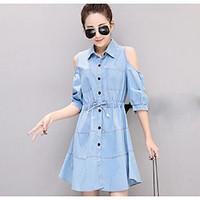 womens going out loose dress solid round neck mini length sleeve silk  ...