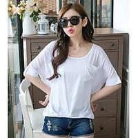 womens casualdaily simple t shirt solid striped round neck short sleev ...