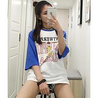 womens casualdaily simple spring summer t shirt print patchwork letter ...