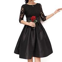 womens lace partyplus size sophisticated laceskater dress solid round  ...