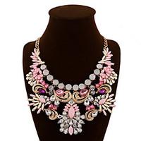 Women\'s Statement Necklaces Crystal Gemstone Alloy Fashion Statement Jewelry Red Green Pink Jewelry Special Occasion Birthday Gift