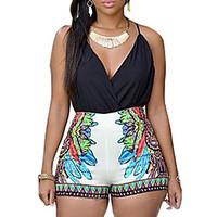 womens boho slim rompersgoing out club sexy boho print backless off th ...