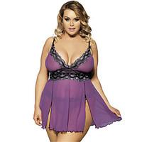 Women Sexy Babydoll Ultra Sexy Nightwear Lace Lingerie Solid-Thin Nightgown