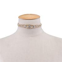 Women\'s Choker Necklaces Jewelry Alloy Rhinestone Single Strand Geometric Euramerican Fashion Personalized Jewelry Daily Casual 1pc