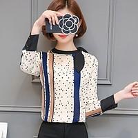 Women\'s Casual/Daily Formal Work Simple Street chic Blouse, Polka Dot Stand Long Sleeve Polyester