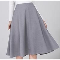 womens mid rise casualdaily work midi skirts a line solid summer