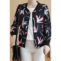 Women\'s Going out Casual/Daily Club Cute Street chic Sophisticated Spring Fall Jacket, Floral Stand Long Sleeve Short Others