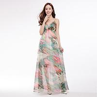 womens beach holiday loose swing dress print deep v maxi sleeveless po ...