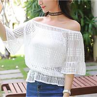 womens casualdaily sexy cute spring summer blouse solid print boat nec ...