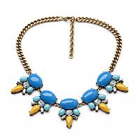 Women\'s Strands Necklaces Oval Chrome Unique Design Personalized Light Blue Jewelry For Housewarming Congratulations Casual