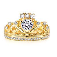 Women\'s Ring Engagement Ring Statement Rings Crystal Euramerican Fashion Personalized Copper Gold Plated Crown Gold Jewelry For Wedding Party