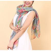 Women Rose Scarf Shawl Thin Long Rectangle Beach UV Sunscreen Bohemia Retro Print Scarves