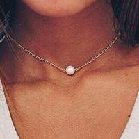 Women\'s Imitation Pearl Pendant Necklaces Single Strand Simple Alloy Chain Basic Silver Gold Jewelry For Wedding Party Special Occasion