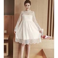 womens going out vintage swing dress solid round neck knee length abov ...