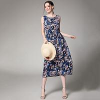 womens beach holiday sexy vintage street chic loose dress print round  ...