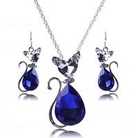 Women\'s Europe All Match Crystal Cat Jewelry Set(Including Necklaces Earrings)