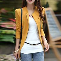 womens color block blackbrownyellow blazer casual square neck long sle ...