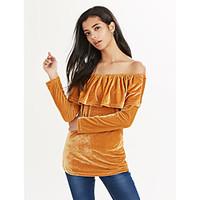 womens off the shoulderruffle casualdaily club sexy street chic spring ...