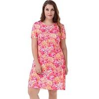 womens casualdaily cute plus size dress floral round neck above knee s ...