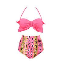 womens retro vintage high waist bowknot padded swimsuit