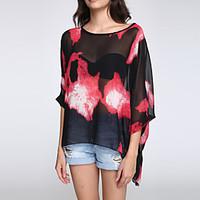 womens formal plus size all seasons blouse print cowl long sleeve blac ...