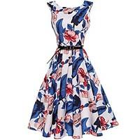 womens casualdaily beach holiday vintage sheath swing dress floral rou ...