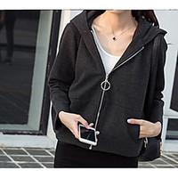 womens daily casual simple autumnfall trench coat solid hooded long sl ...