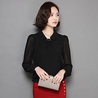 womens casualdaily simple blouse solid shirt collar long sleeve rayon