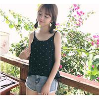 womens casualdaily simple tank top solid polka dot strap sleeveless co ...