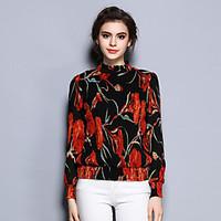 womens going out vintage spring blouseprint stand long sleeve