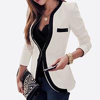 Women\'s Plus Size All Seasons Blazer, Color Block Long Sleeve White / Black Rayon / Polyester Medium