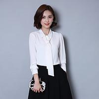 womens high qaulity shirt collar solid bow career ol work white plusbi ...