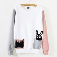 womens casualdaily cute sweatshirt color block embroidered round neck  ...