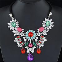 Women\'s Statement Necklaces Gemstone Alloy Fashion Black Rose Red Green Rainbow Jewelry Wedding Party Daily 1pc