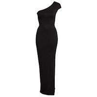 Women\'s Off The Shoulder Best Designed One Shoulder Black Long Dress Hot Sale Plus Size 3XL Dress Summer Style Floor-length Dress