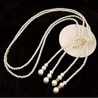 womens strands necklaces pearl imitation pearl fashion silver golden j ...