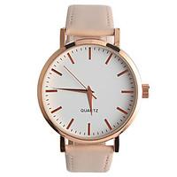 womens fashion watch quartz pu band casual beige khaki brand strap wat ...