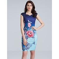 Women\'s Sexy Vintage Floral Print Bodycon Pencil Dress