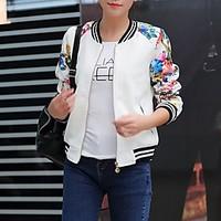 womens casualdaily simple spring jackets print round neck long sleeve  ...