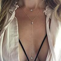 Women\'s Pendant Necklaces Vintage Necklaces Crystal Copper Alloy Fashion Simple Style Golden Jewelry Wedding Party Daily Casual 1pc