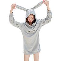 womens casualdaily street chic long hoodiesprint gray hooded long slee ...