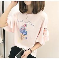 womens casualdaily simple summer t shirt print round neck short sleeve ...