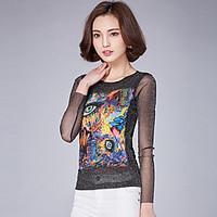 womens beach boho summer blouse print cowl long sleeve blue pink black ...