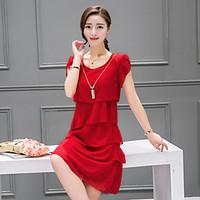 womens going out casualdaily sophisticated loose dress solid round nec ...