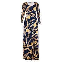 womens casualdaily formal simple sheath dress print v neck maxi long s ...