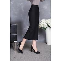 womens high rise casualdaily work midi skirts bodycon solid spring sum ...