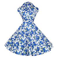 womens going out holiday vintage a line skater dress floral shirt coll ...