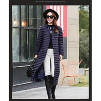 womens long down coat simple casualdaily solid others white duck down  ...