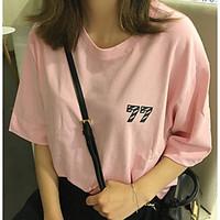 womens casualdaily cute t shirt solid round neck short sleeve cotton